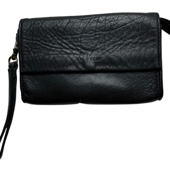 Day and Mood Black Leather Wristlet with Clutch Coin Purse Wallet - Picture 2 of 13